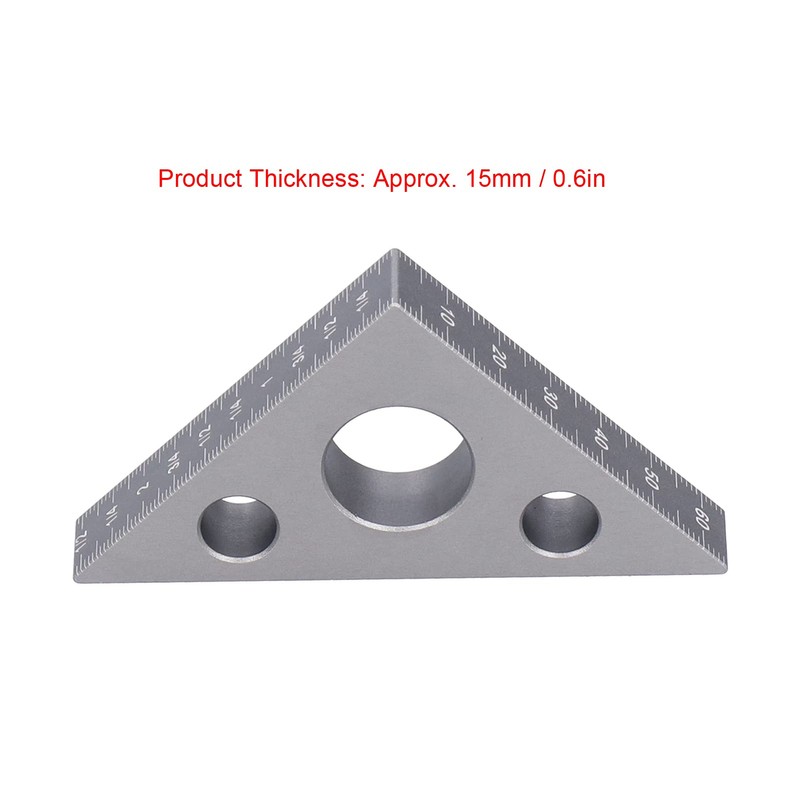 Aladeno Triangle Ruler, Aluminum Alloy Right Angle Ruler, 45/90 Degree,