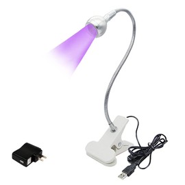 Secador de uñas USB de 3 W UV LED para uñas de gel, lámpara de secado de pegamento ultravioleta para teléfono con clip, interruptor y adaptador de corriente estadounidense, lámpara NAI para arte de uñas, color plateado