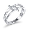 Inspirational Jewelry Sterling Silver Engraved Faith Double Cross Ring Christian