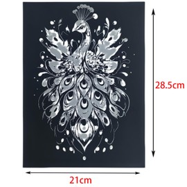 Syiyunran Scratch Pictures, Scratch Painting, 4 Sheets, 28.5 x 21 cm, Peacock Series Art Coated Coloured Scratch Paper, Glow in the Dark with 1 Scratch Pen Set for Adults, Children, Drawing