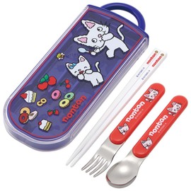 Skater TACC2AG-A Children's Antibacterial Trio Set, Chopsticks, Spoon, Fork, Non-Tan, Made in Japan
