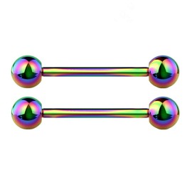 Pierced Owl - 14G G23 Implant Grade Solid Titanium PVD Plated Internally Threaded Nipple Barbells, Sold as a Pair, Titanium, no gemstone