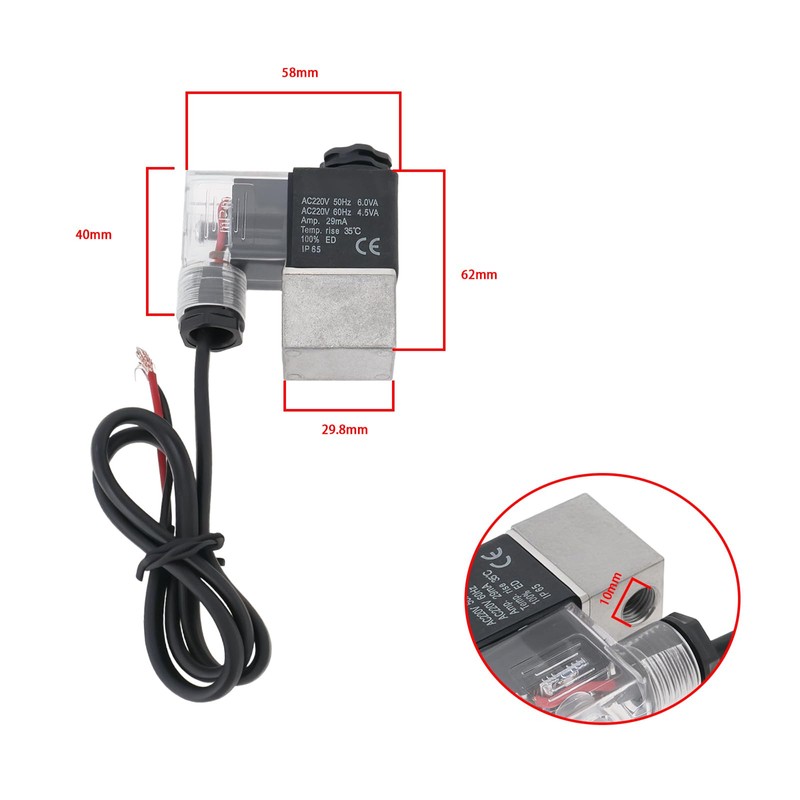 eMagTech 2 Pcs 220V Air Compressor Solenoid Valve Electrical Pneumatic