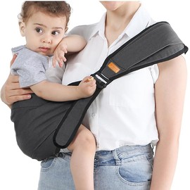 Baby Carrier, Portable Baby Carry Strap with Adjustable Comfortable Shoulder Straps, Ergonomic, Cosy and Lightweight (Black)