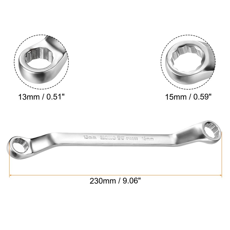 sourcing map Offset Extra Long Box End Wrench 13 x
