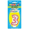 Vibrant Multicolor Number "3" Glitter Wax Birthday Candle - 7.75"