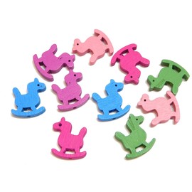 Wooden Beads for Threading 20 Pieces Colourful Beads Set for DIY Bracelets Jewellery Necklaces Mixed Colour (Rocking Horse 23 mm x 21 mm)