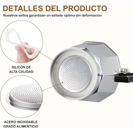 Empaque para cafetera italiana. Juego de 3 Sellos de Silicona y 1 filtro. 1/2/3/6/9/12 tazas (2 Tazas)