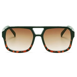 VOLZIOTUS Retro Aviator Sunglasses for Women Men 70s Vintage Trendy, Square Retro Double Bridge Aviators Sun Glasses