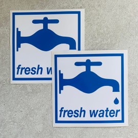 2 x Printwhizz Ltd Fresh Water Sticker Campervan 2 Off Water Locker Box Label Caravan Motorhome VW
