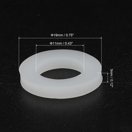 uxcell Silicone Gasket, 19mm OD 11mm ID 3mm Width VMQ Seal Rings Washer for Shower Head Water Hose Faucet Plumbing Pipeline, White 20Pcs