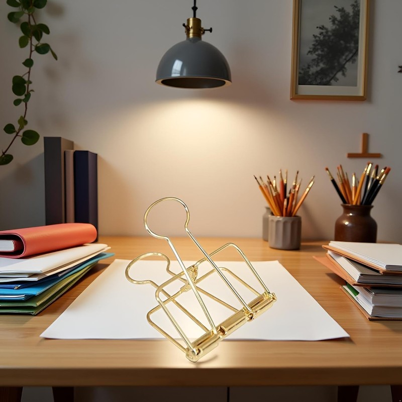Golden Hollow Long Tail Wire Binder Clips, Paper Binder Large