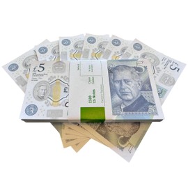 BIG SCREEN STACKS | Prop Money for Films and TV - 100 Notes of New King Charles £5 | Fake Money for Content Creation | Realistic UK Money £500 | Fake Pounds for Movies, Photography, and Display Props