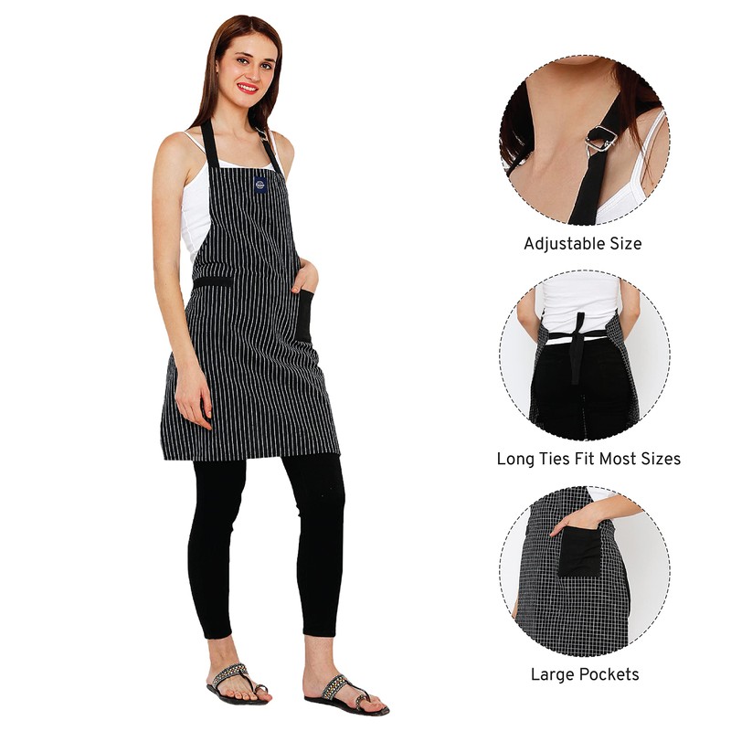 Encasa Homes Adjustable Kitchen Apron with Pockets and Towel Rail,