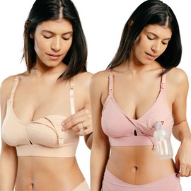 Supermom Pumping and Nursing Bra (2-Pack), Hands Free Maternity Bra for Breastfeeding, Comfortable Soft Breast Pump Bra with Simpleclasp, Nursing Bra Includes Cup Extender for Breast Pump