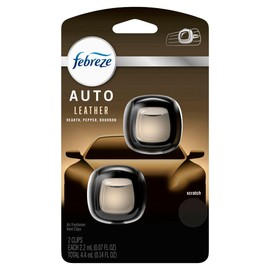 Febreze Car Vent Clip Air Freshener, Odor Eliminator for Up to 30 Days Freshness, 2 Clips (Leather)
