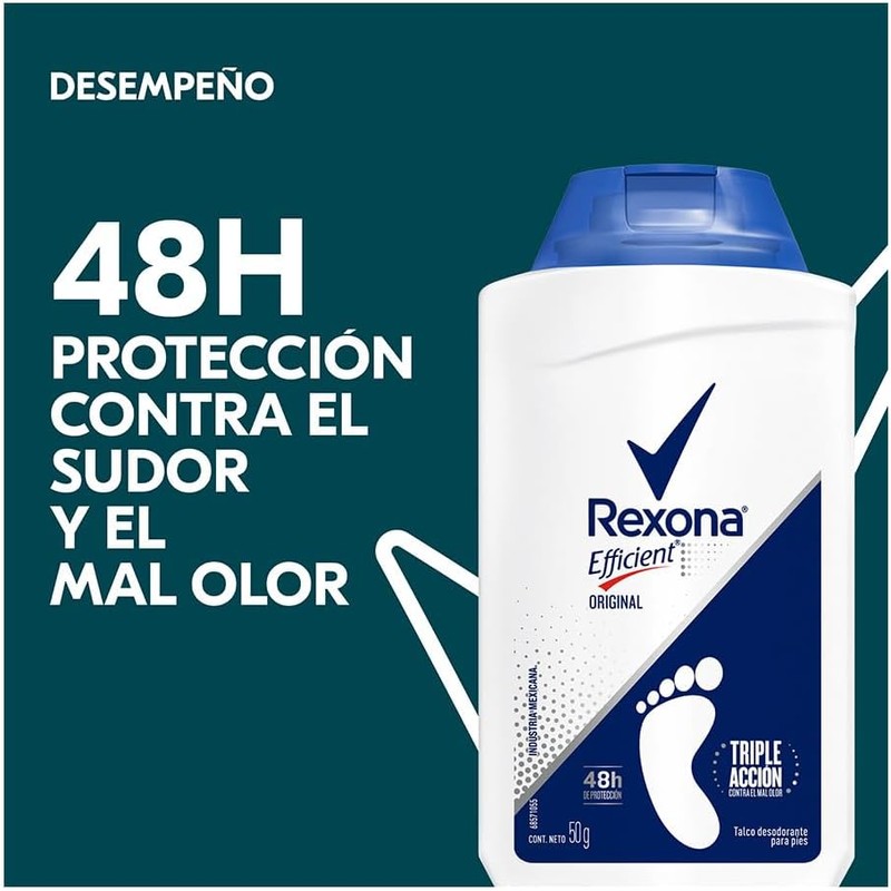 Rexona Efficient Desodorante Original para Pies en Talco Combate el