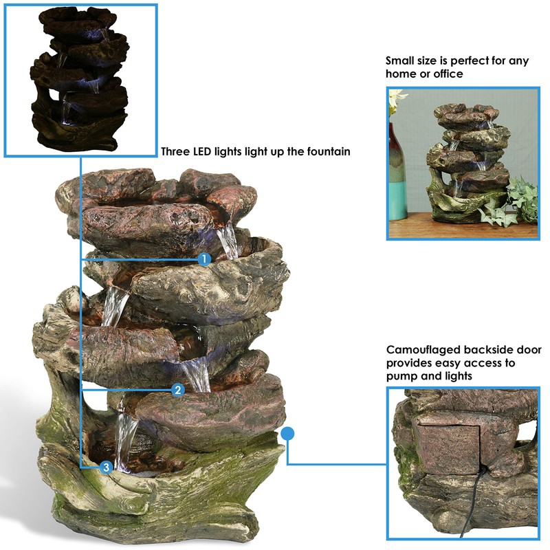 Sunnydaze Tabletop Water Fountain - Relaxing Indoor Desktop Water Feature