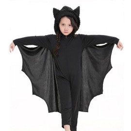 Niños Unisex Disfraz de murciélago vampiro, Halloween Cosplay Party Animal Costume Set, Negro