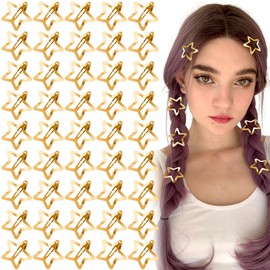 Joez Wonderful 45 Pcs Star Hair Clips, 1.18"/3cm Metal Snap Hair Clips, Cute Star Clips Hair Barrettes, Non-Slip Fashion Hair Accessories for Women (Gold)