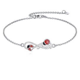 UCADRIT Ladybug Bracelet 925 Sterling Silver Lady Bug Bracelet Faith Charm Ladybug Jewelry Gifts for Women