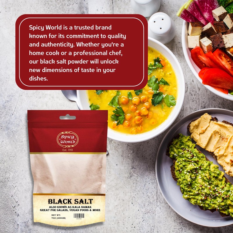 Spicy World Black Salt Powder (Kala Namak Mineral) 7 Oz