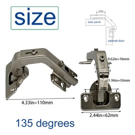 KASHBSAB 2pcs DTC 135° Corner Cabinet Hinges 135-degree Soft Close Hinges for Corner Kitchen Cabinet Replacement Hardware