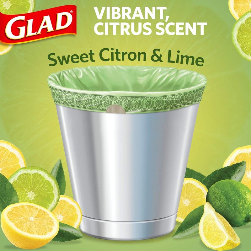 Glad Small Kitchen Drawstring Trash Bags, 4 Gallon, Febreze Sweet