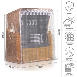 Beach Chair Cover Made From Polyethylene, Width 120 Cm, Height 155 cm, Length 90 Cm - Weatherproof Garden Furniture Cover, Green, Green