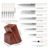 MDHAND 15 Pcs Professional Kitchen Knife Set with Block Wooden