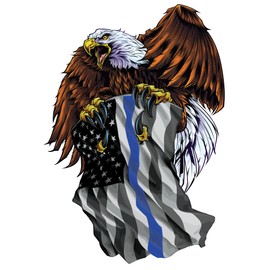 Patriotic Eagle Thin Blue line Flag Decal (24" x 16")