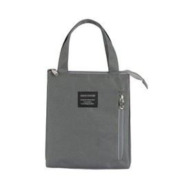 Insulated Lunch Bag, Bento Bag, 8.3 x 9.8 x 6.7 inches (21 x 25 x 17 cm), Gray with External Pocket