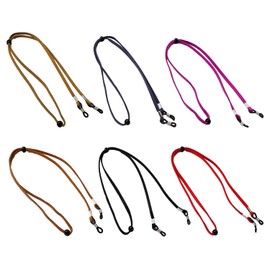 DaiUni Leather Glasses Strap, Universal Glasses Chain, Unisex Adjustable Glasses Cord, Suitable for Glasses, Pack of 6, black