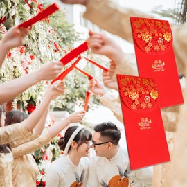 10 Pcs Wedding Hong Bao Chinese Red Pockets Money Envelopes Hong Bao Lucky Money Gift Envelopes Red Pocket for Spring Festival, Birthday, Wedding (Xi)