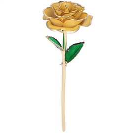 11'' Long Stem 24k Gold Dipped Real Rose Flower Valentine Birthday Gifts(Yellow)