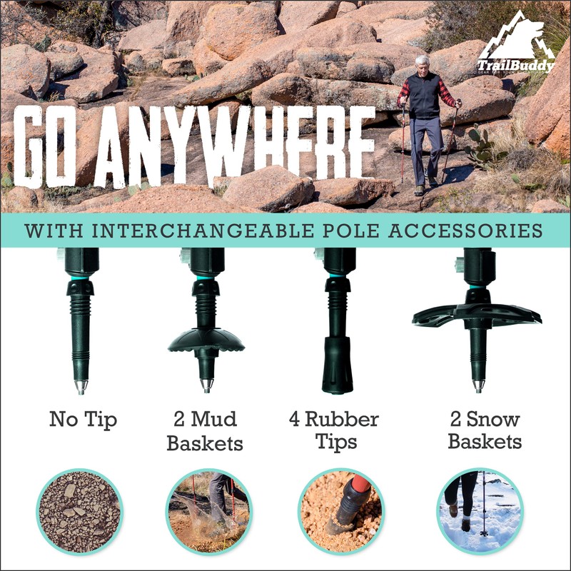 TrailBuddy Trekking Poles – Lightweight 7075 Aluminum Hiking Poles for