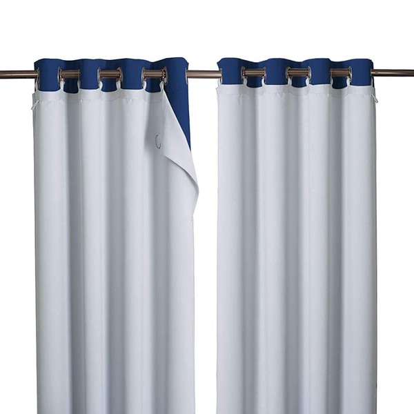 NICETOWN Blackout Curtain Liners for Sheer Curtains, Cold Heat Light Noise Blocking Liners with Rings: Easy to Open and Closed, Thermal Liners for 84 inches Long Curtains, 1 Pair, 50" x 80" Per Panel