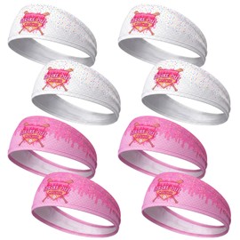 Thiccywoov 8 Pcs Drip Ice Cream Baseball Headbands Cancer Awareness Headbands Strike Out Baseball Breast Cancer Head Band Elastic Wide Headwraps Non Slip Hair Accessories Sports Running for Women Men