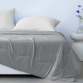 BEDELITE Cooling Comforter Queen Size,Double Side Cooling Blankets for Hot Sleepers,Lightweight & Breathable Summer Comforter Queen Size，Grey,88x88 Inches