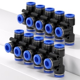 YAOJING PE 1/2"OD Blue Quick Connect Hose Fittings Tee Plastic Push to Connect Fittings 3 Ways Tube Connect Push Fit Push Lock(Pack of 10)