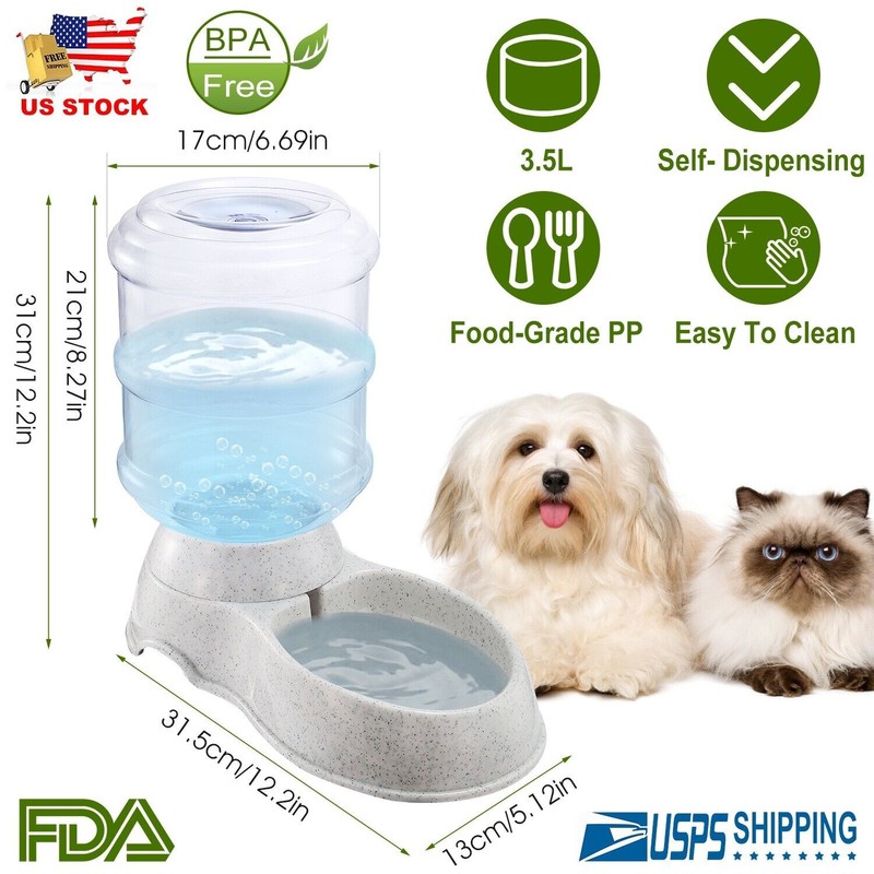 Self Dispensing Pet Dog Cat Food Feeder Waterer Dispenser Gravity