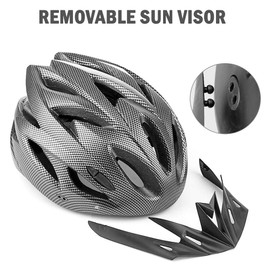 TBONEEY Casco Bicicleta con Visera, Protección de Seguridad Ajustable Casco Ligero para Ciclismo de Montaña Motocicleta para Adultos Hombres Mujeres (Negro Carbón)