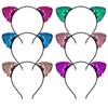 Haakong Cat Ear Headbands Sequin Headwear Hair Band Party Decoration Cosplay for Girls Women (Style 1, 6)