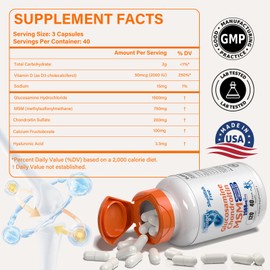 strrugel Glucosamine Chondroitin MSM+ Vitamin D3 | 2568mg | Joint Support Supplement, Shellfish Free, Helps with Inflammatory Response Care for Joints, Enhance Flexibility & Bone, Non-GMO,22