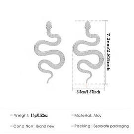 INENIMARTJ Snake Dangle Earrings for Women, Boho Statement Snake Earrings, Punk Gothic Personality Snake Dangle Drop Earrings vintage Animal Serpent Jewelry. (F)