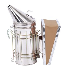 Stainless steel + leather Bee Hive Smoker with Heat Shield Beekeeping Equipment