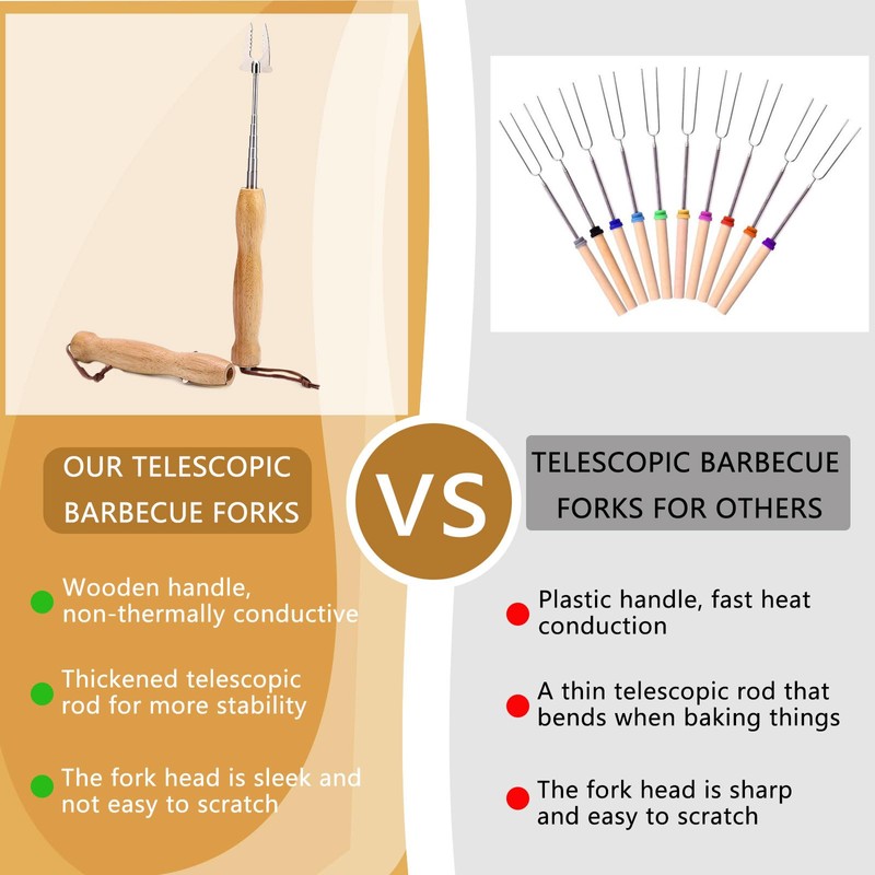 Marshmallow Roasting Sticks, 32 Inch Long Stainless Steel Smores Sticks