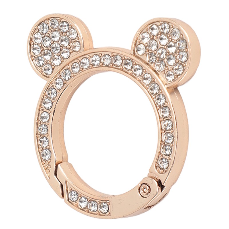 10pcs Rhinestone Spring O Rings Cute Bear Head Zinc Alloy