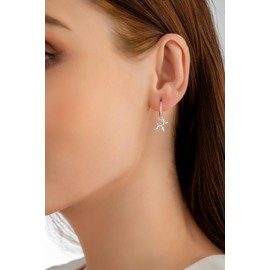 Serenity Sleepers 925 Solid Sterling Silver Sleeper Huggie Hoop Charm Earrings For Women | Bubble Dog | Dainty Zirconia Earrings - Mini Dog Hoops