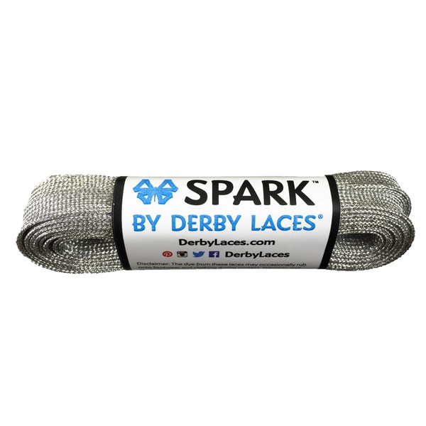 Silver 84 Inch SPARK Skate Lace - Derby Laces for Roller Derby, Hockey and Ice Skates, and Boots